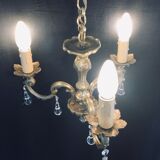 Lustre à 3 lumières bronze et cristal