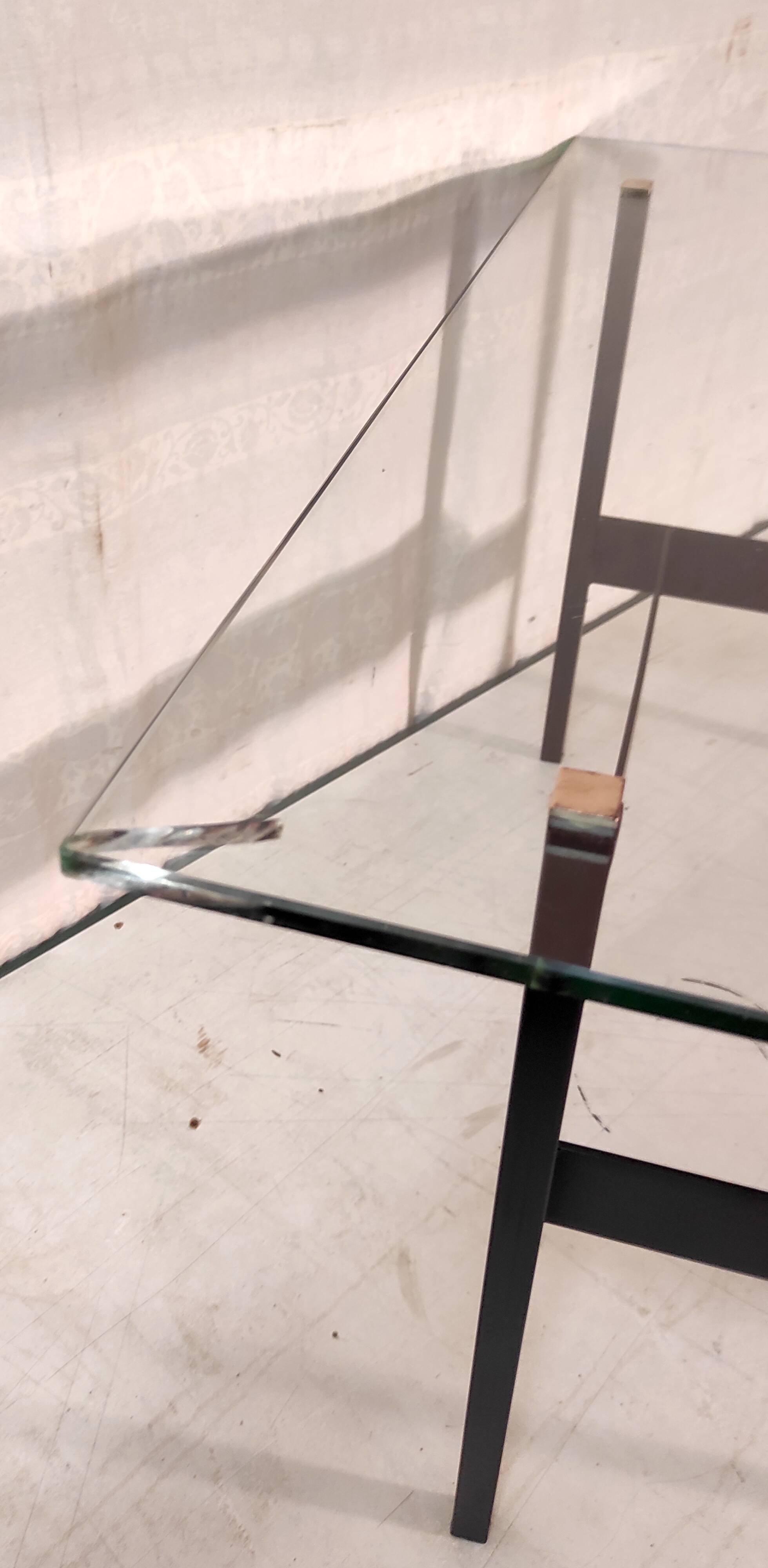 Modernist coffee table in metal, glass and brass - 1950s