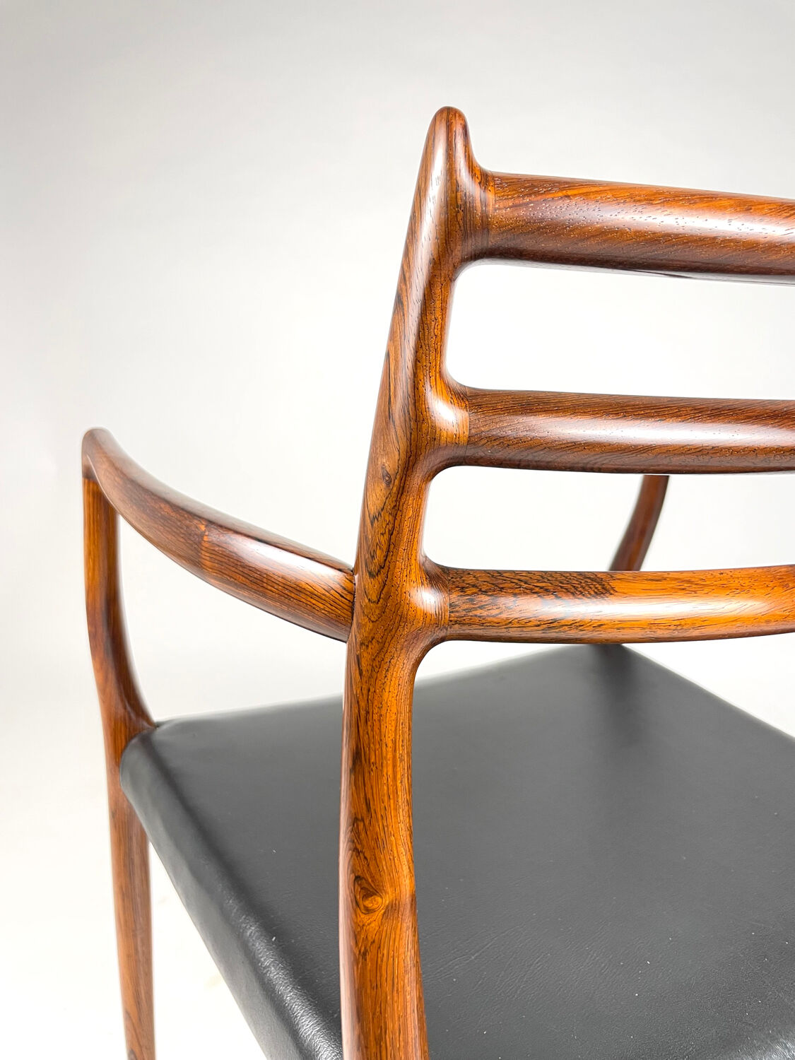 Danish Modern roosewood and leather Mod. 62 Niels Møller chair, 1962