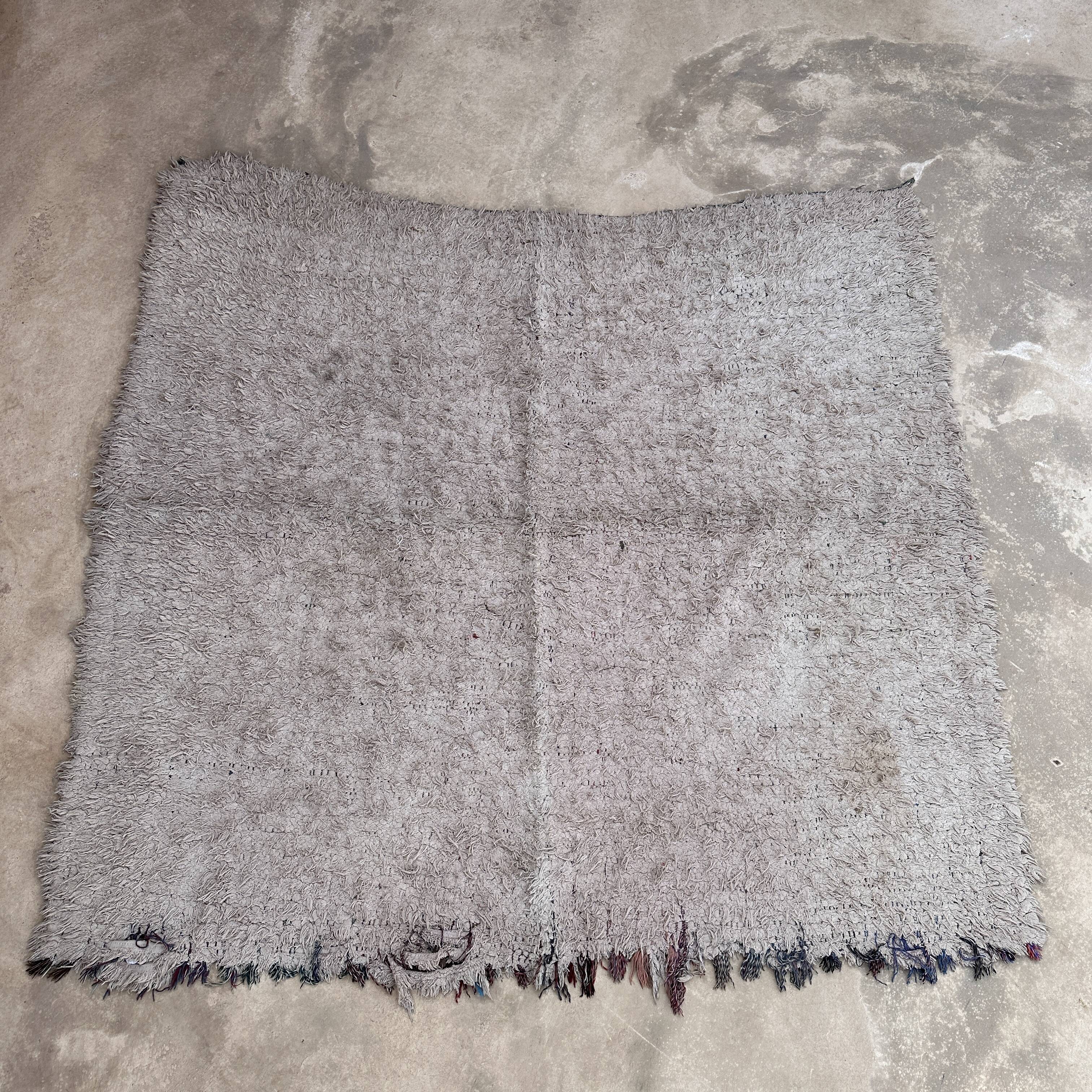 Moroccan Boucherouite rug white - 193 x 177 cm