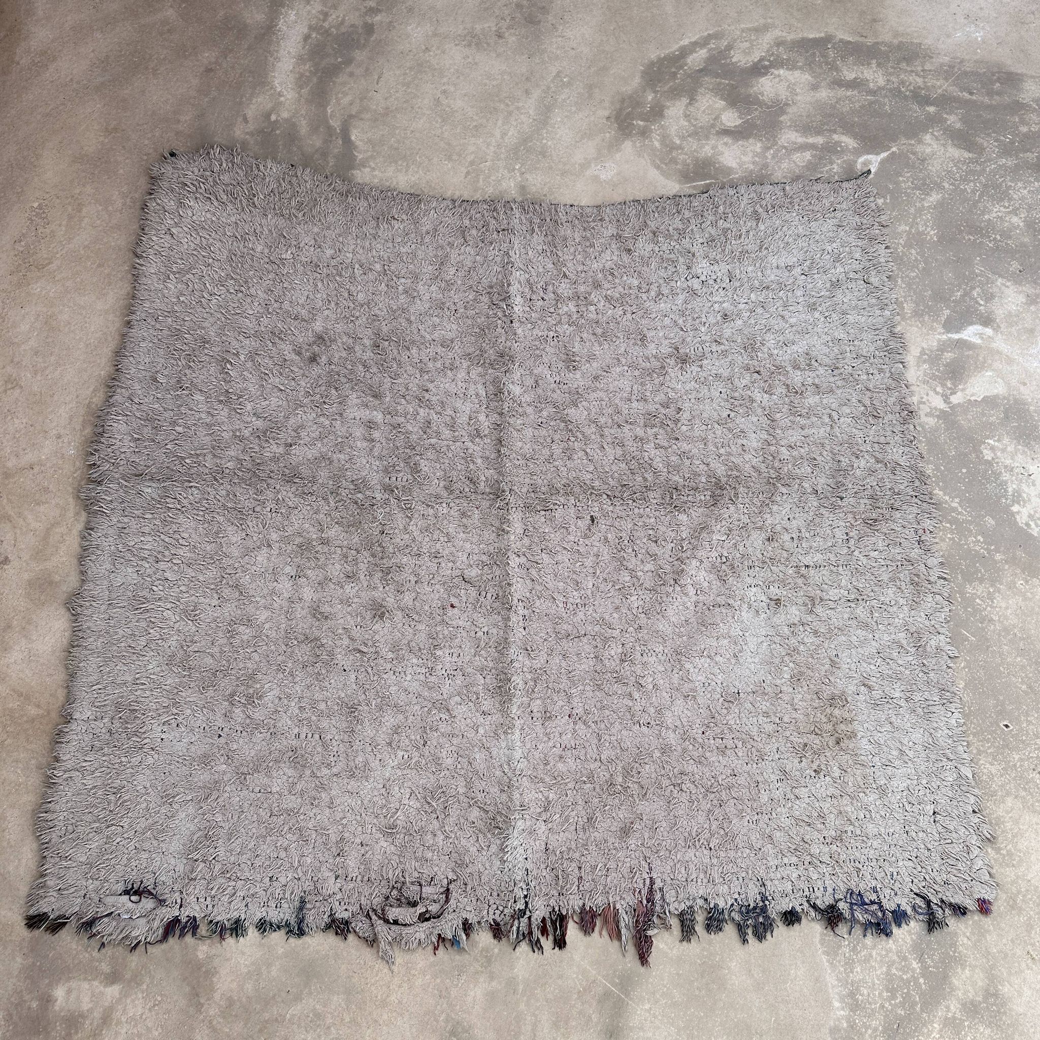 Moroccan Boucherouite rug white - 193 x 177 cm