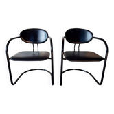 Pair of tubular Bauhaus armchairs Effezeta — Italy, 1980