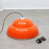Space-age italian orange plexiglass pendant lamp