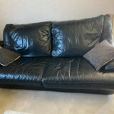 Black leather sofa