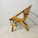 Adult basket armchair in vintage wicker rattan 1960s
