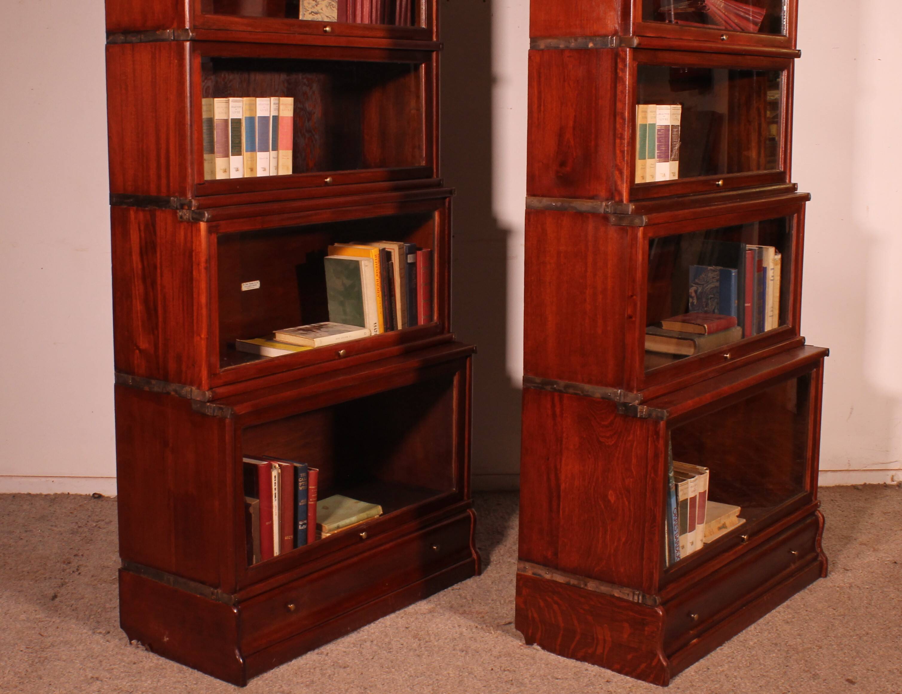 pair of Globe Wernicke London bookcases known as waterfall in mahogany circa