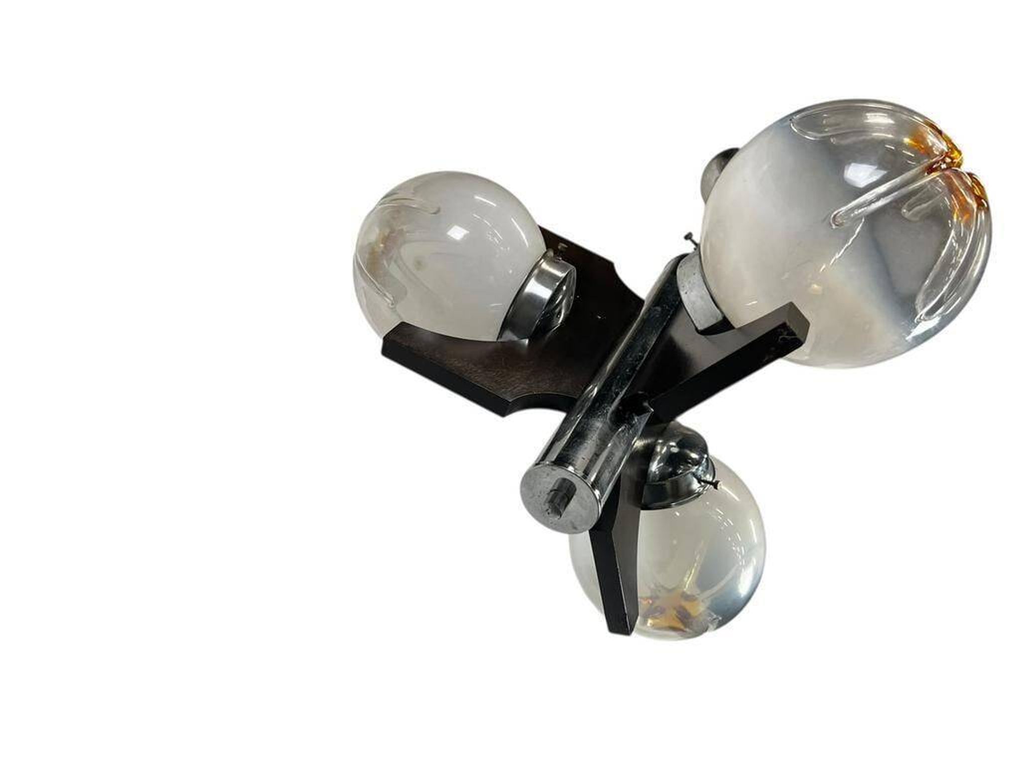 Vintage wooden suspension with Murano glass by Mazzega.