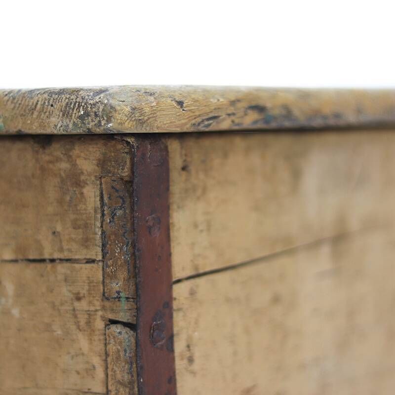 Antique 19th Century Primitive Weathered Painted Transport Chest