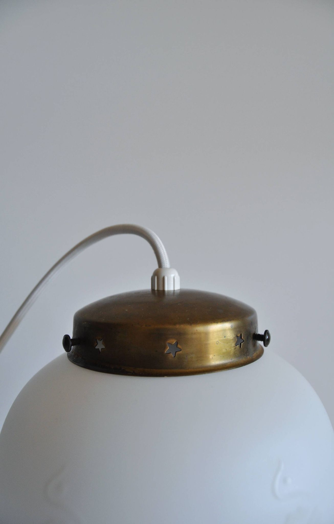 Scandinavian Art Deco Opaline Glass Pendant Lamp, 1930-40s