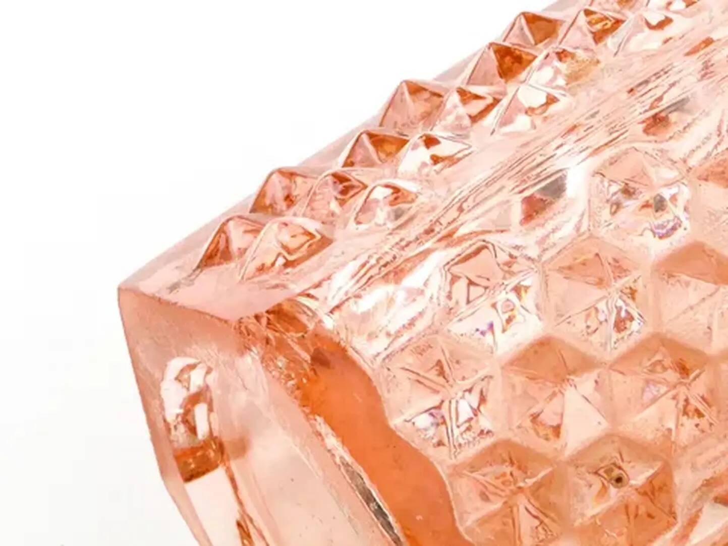 Studs vase, modernism, rose glass, Ząbkowice, Poland, 1970s