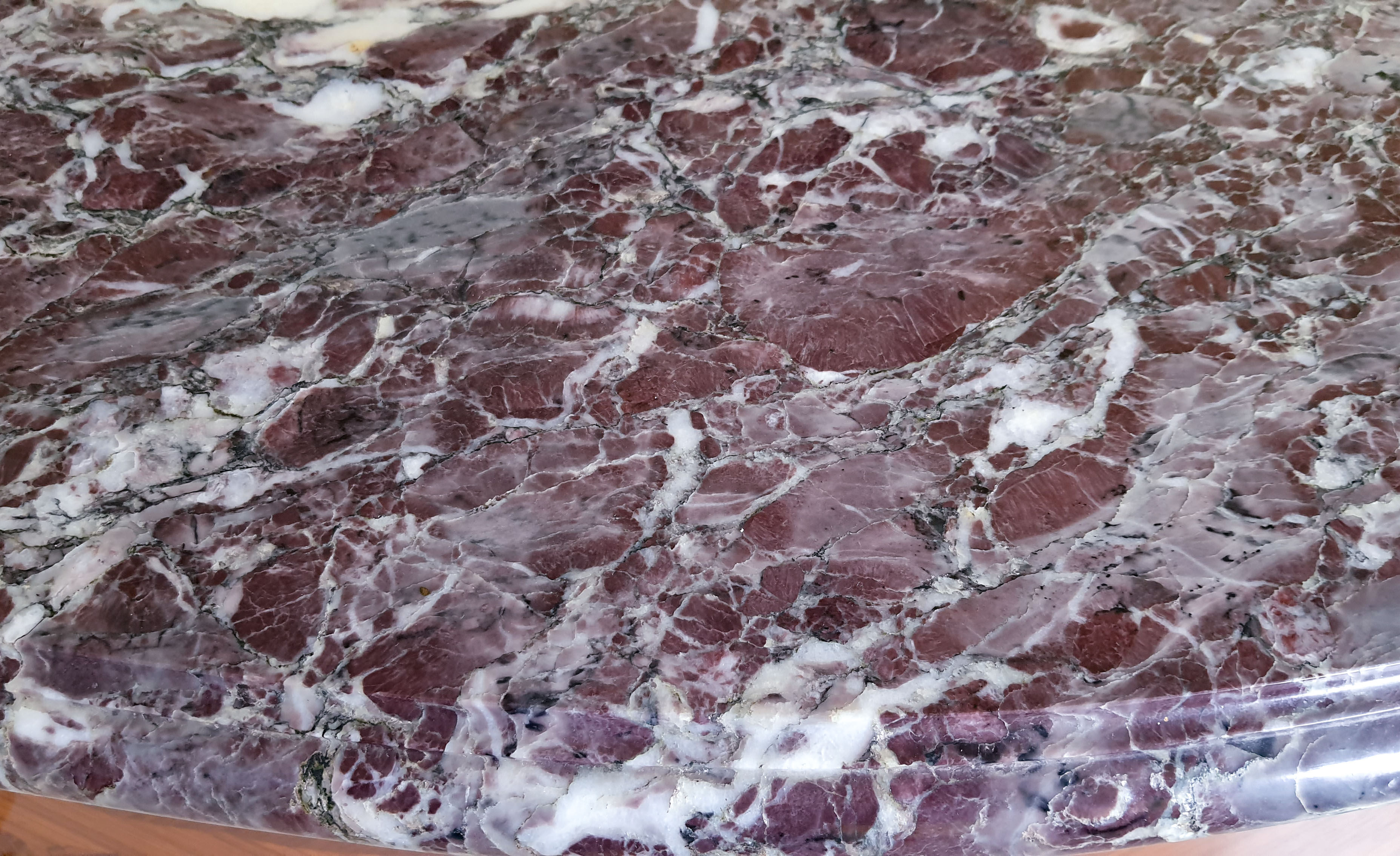 Louis XV chest of drawers marquetry and purple breccia marble