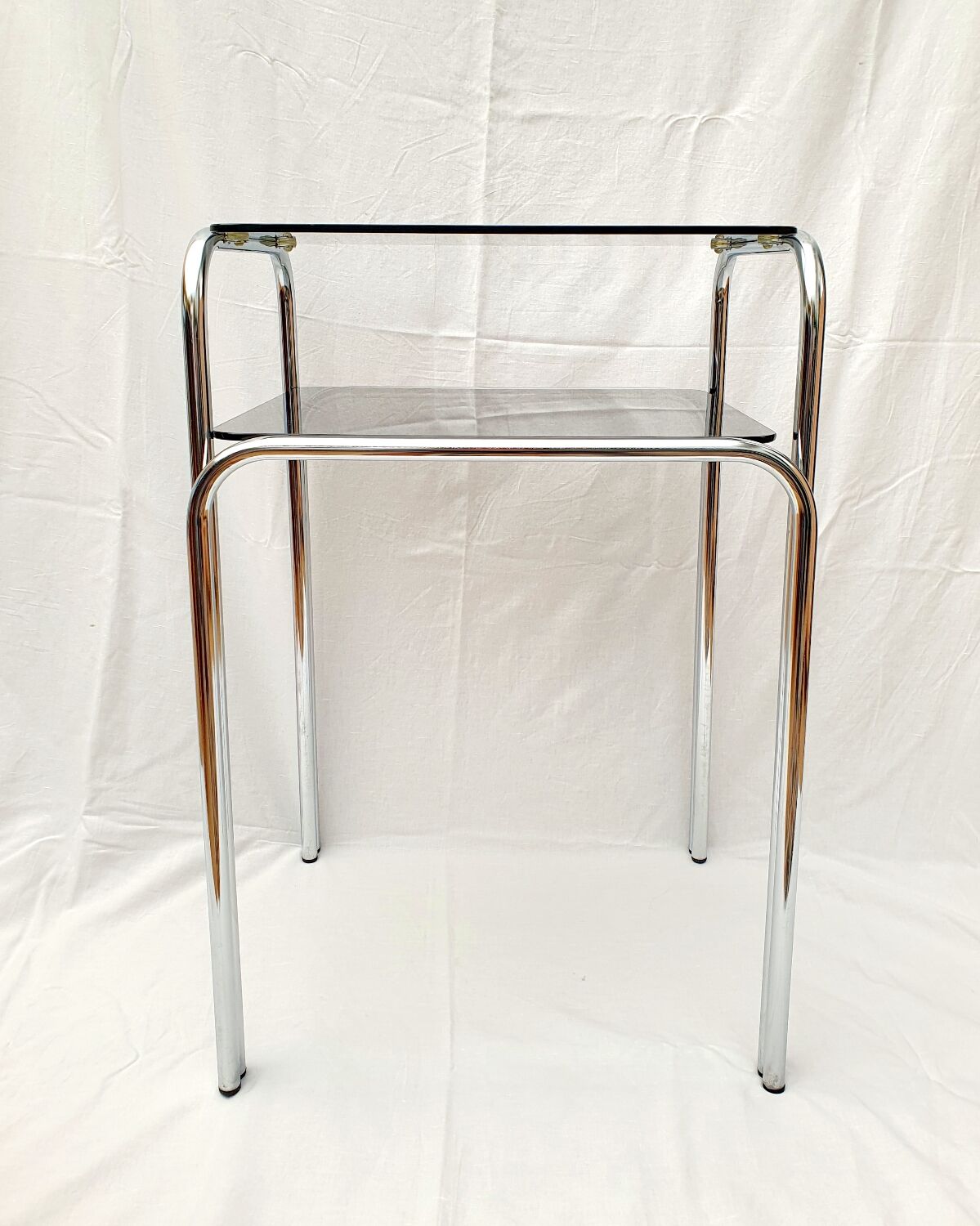 Design console 70 metal chromed smoked glass