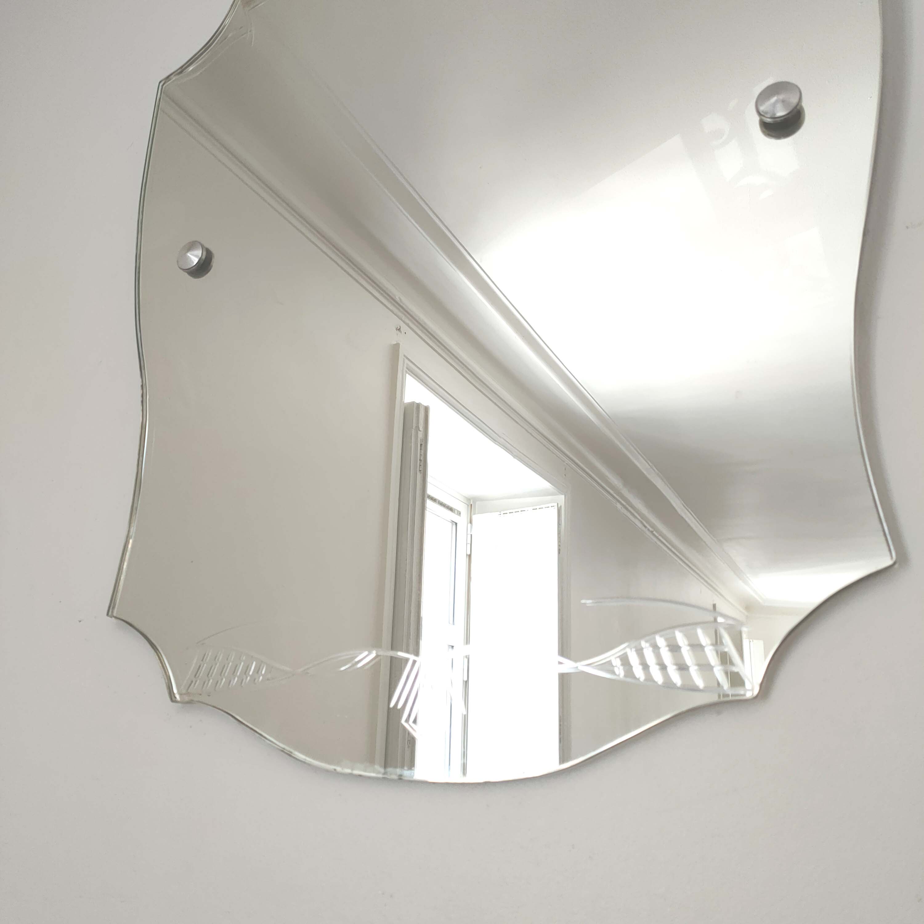 Old wall mirror chissed art deco 54x72cm