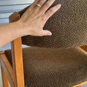 Set of 4 vintage chairs from the 70s/80s – Brown chocolate wood and fabric