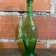 Old Green Bubble Glass Carafe Bottle with Vintage Stopper