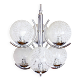 Glass and chrome metal chandelier 1970