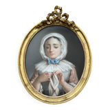 Portrait of a young girl in pastel from the 19th century.