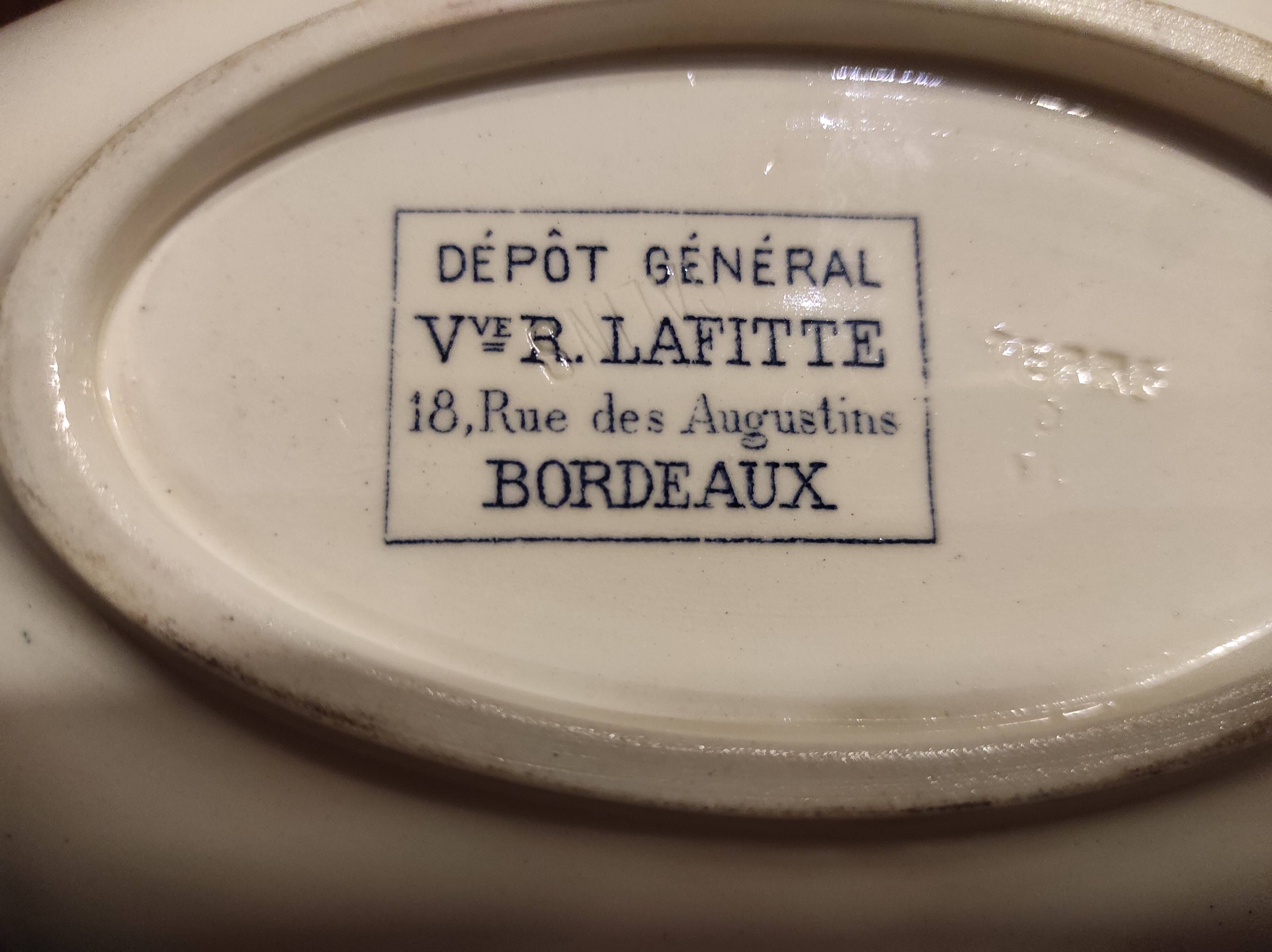 Beautiful large vintage French serving plate by R. Lafitte. General Depot, Terre de Fer, Salins.