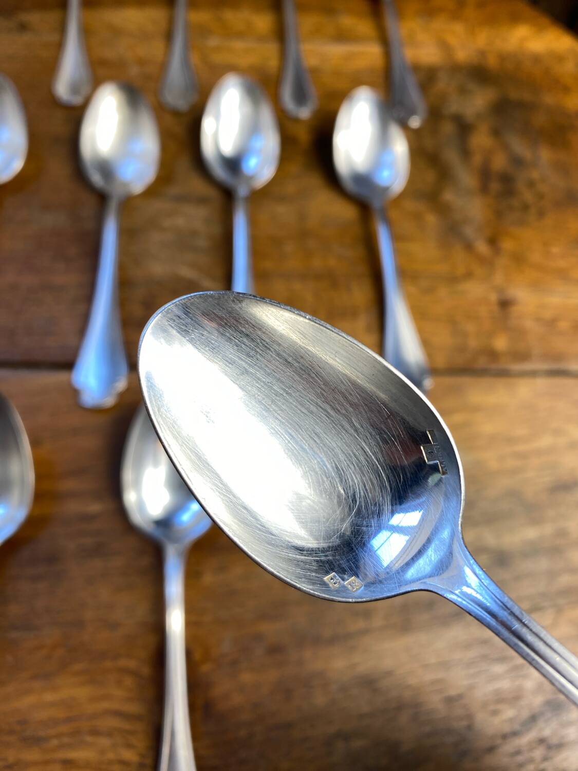 Twelve dessert spoons Alfénide Christofle