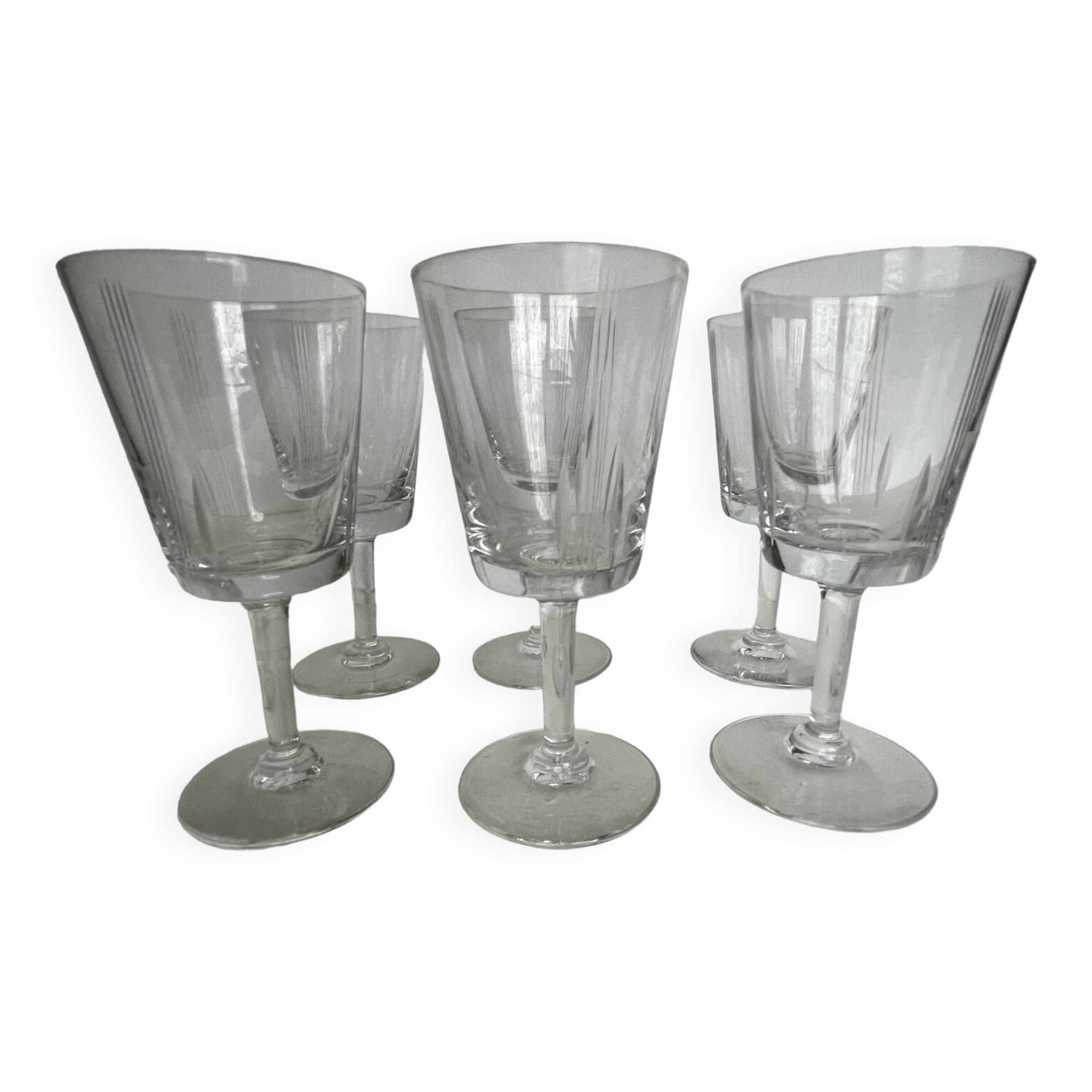 6 old cut crystal port glasses