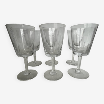 6 old cut crystal port glasses