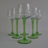 Set of six vintage stemmed glasses, 1960s.