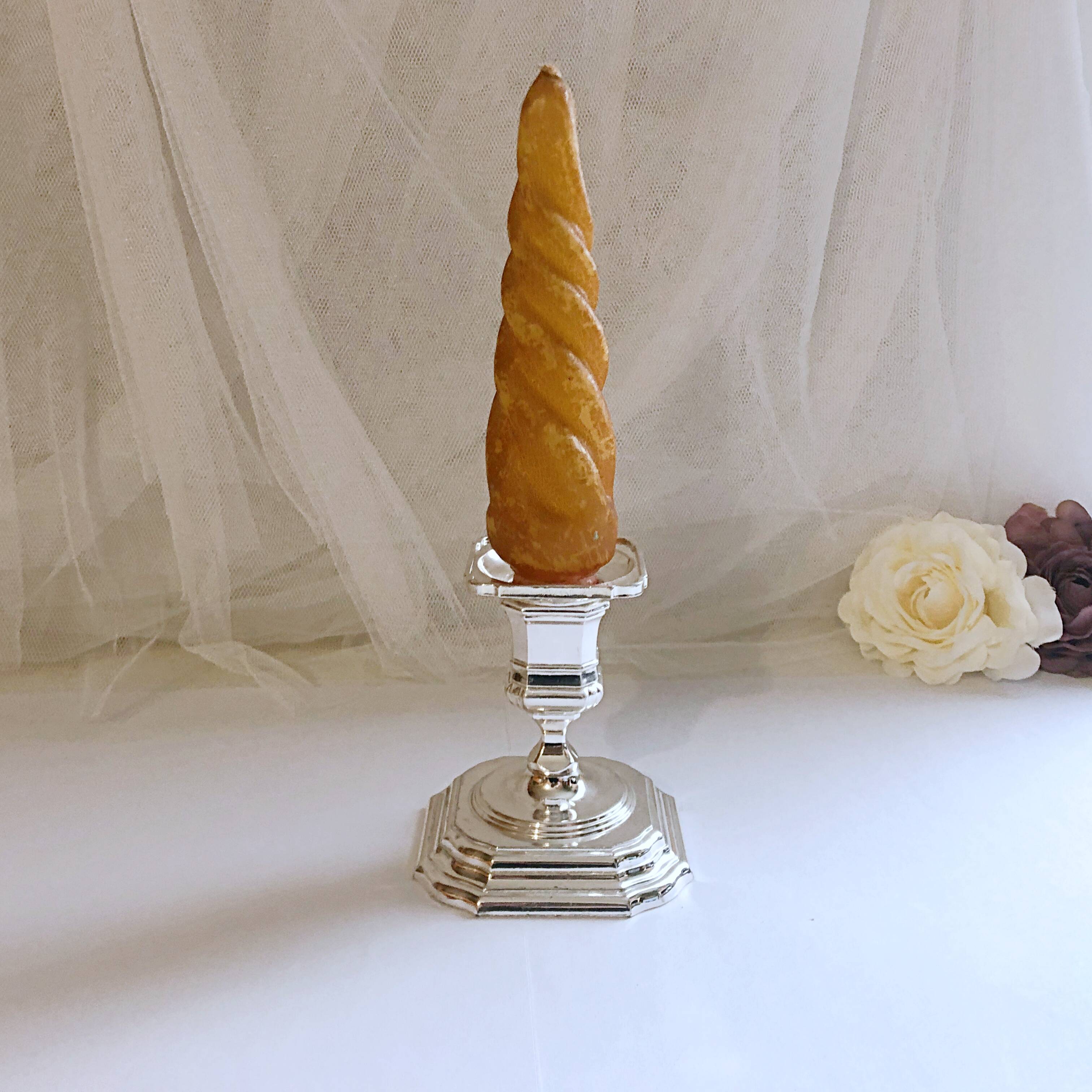 Candle holder on silver metal base Regency Style 20th West Germany