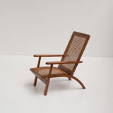 pair of french mahogany and cane armchairs, 1950s