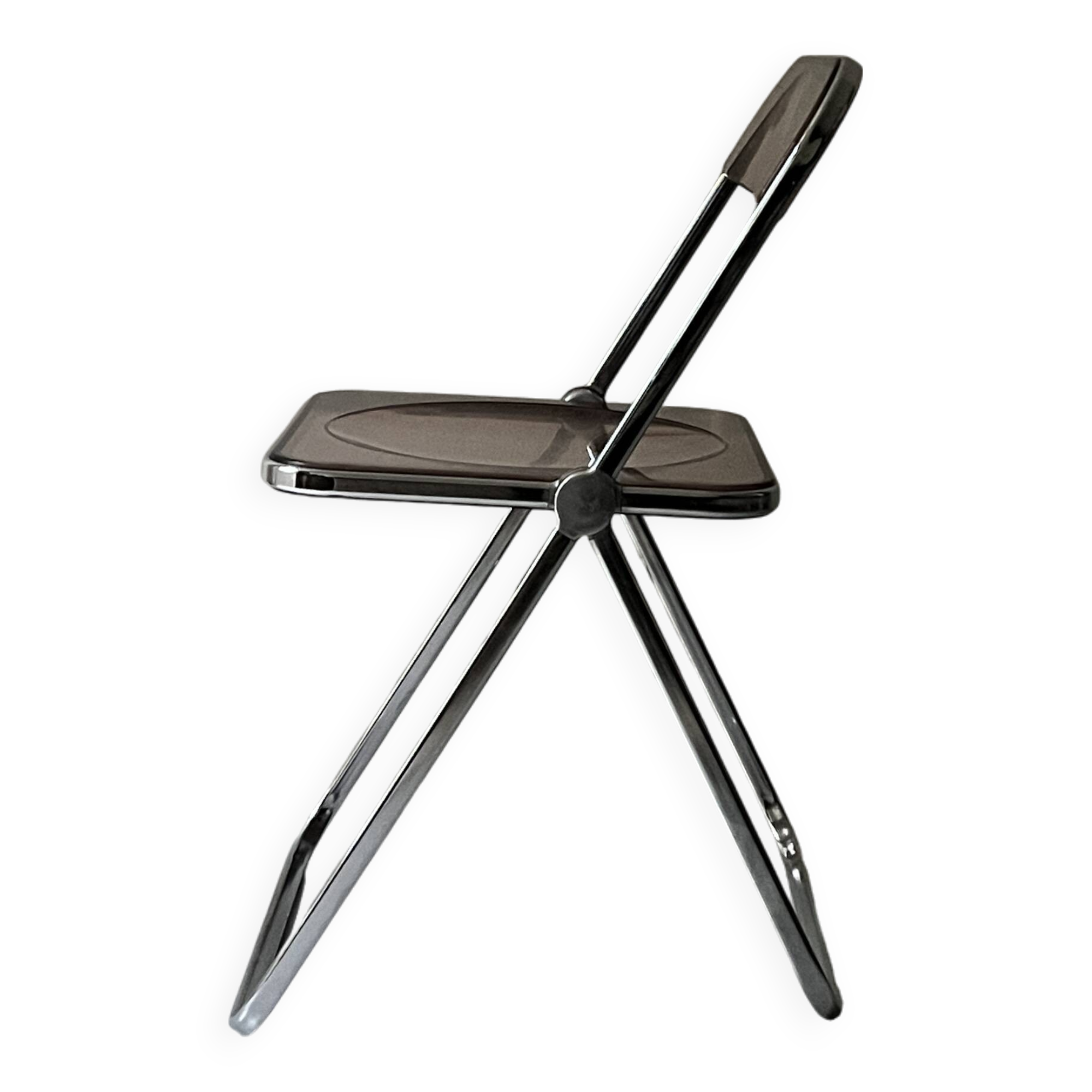 Chaise pliante en plexiglas et chrome, modele Plia de Giancarlo Piretti éd.Castelli, design 70