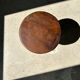 Brown solid wood stool flat circular seat