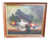 Still Life with Grapes and Game, signed, 1913