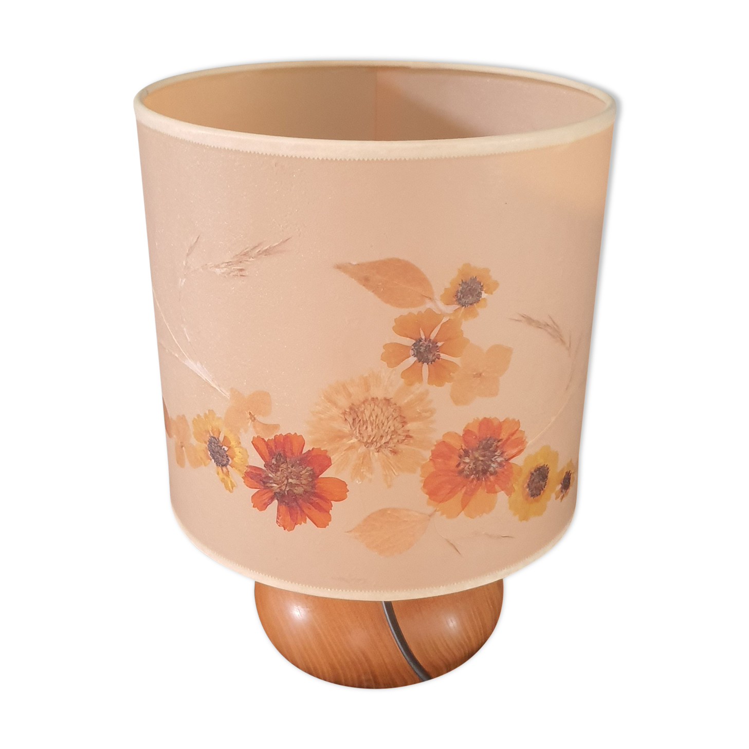 Table lamp bedside wood and vintage nature signed 1970