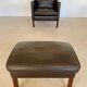 Mid-century Stouby leather lounge chair and stool in brown leather
