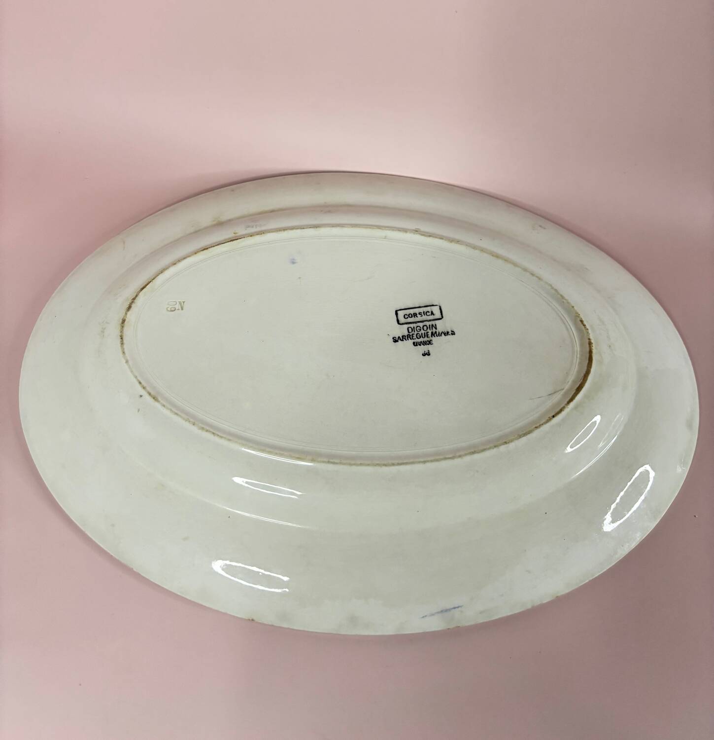 Digoin Sarreguemines dish, Corsica model, blue