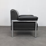 Postmodern Italian lounge chair in leather and chrome, 1980s