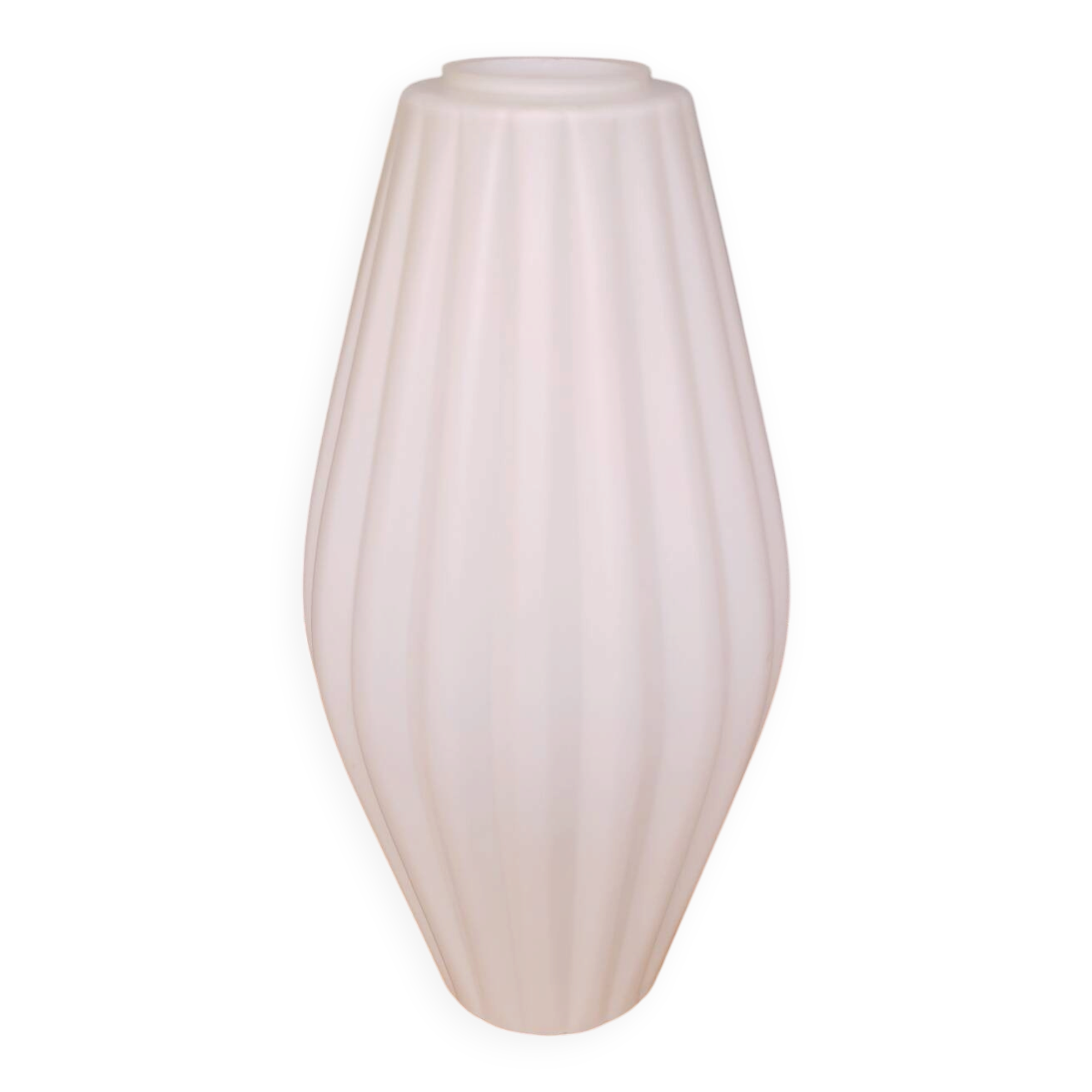 White Ribbed Opaline Drop Lampshade, Circa 1960