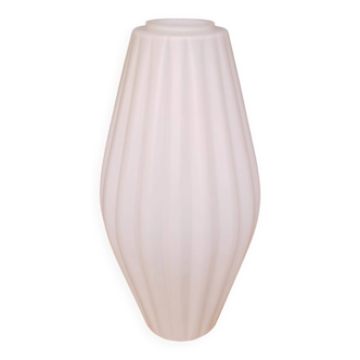 White Ribbed Opaline Drop Lampshade, Circa 1960