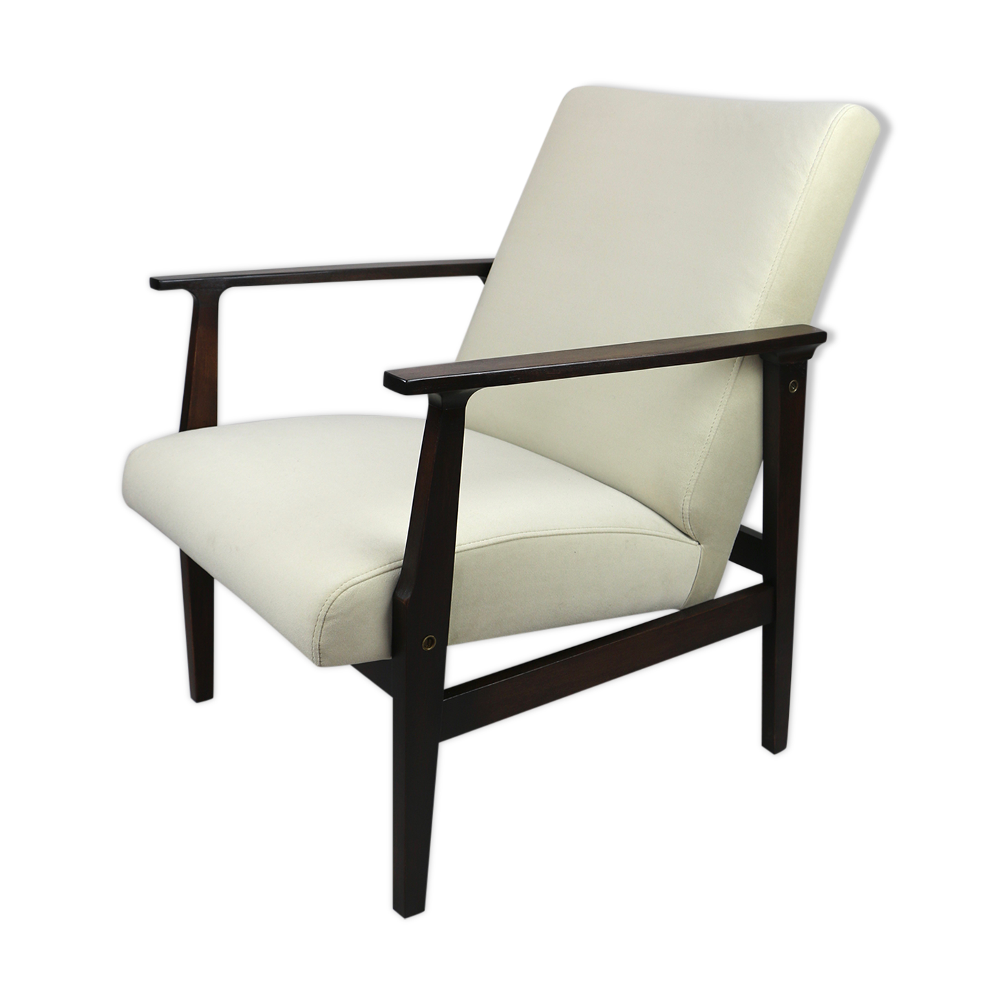 Fauteuil beige velvet années 1970