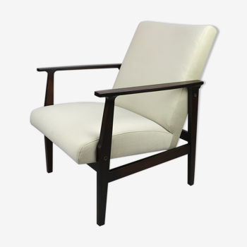 Fauteuil beige velvet années 1970