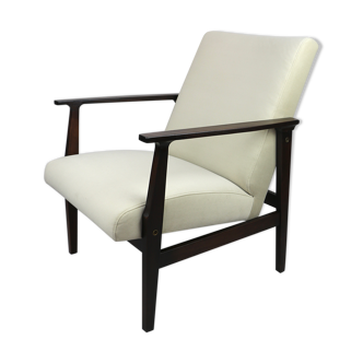 Fauteuil beige velvet années 1970
