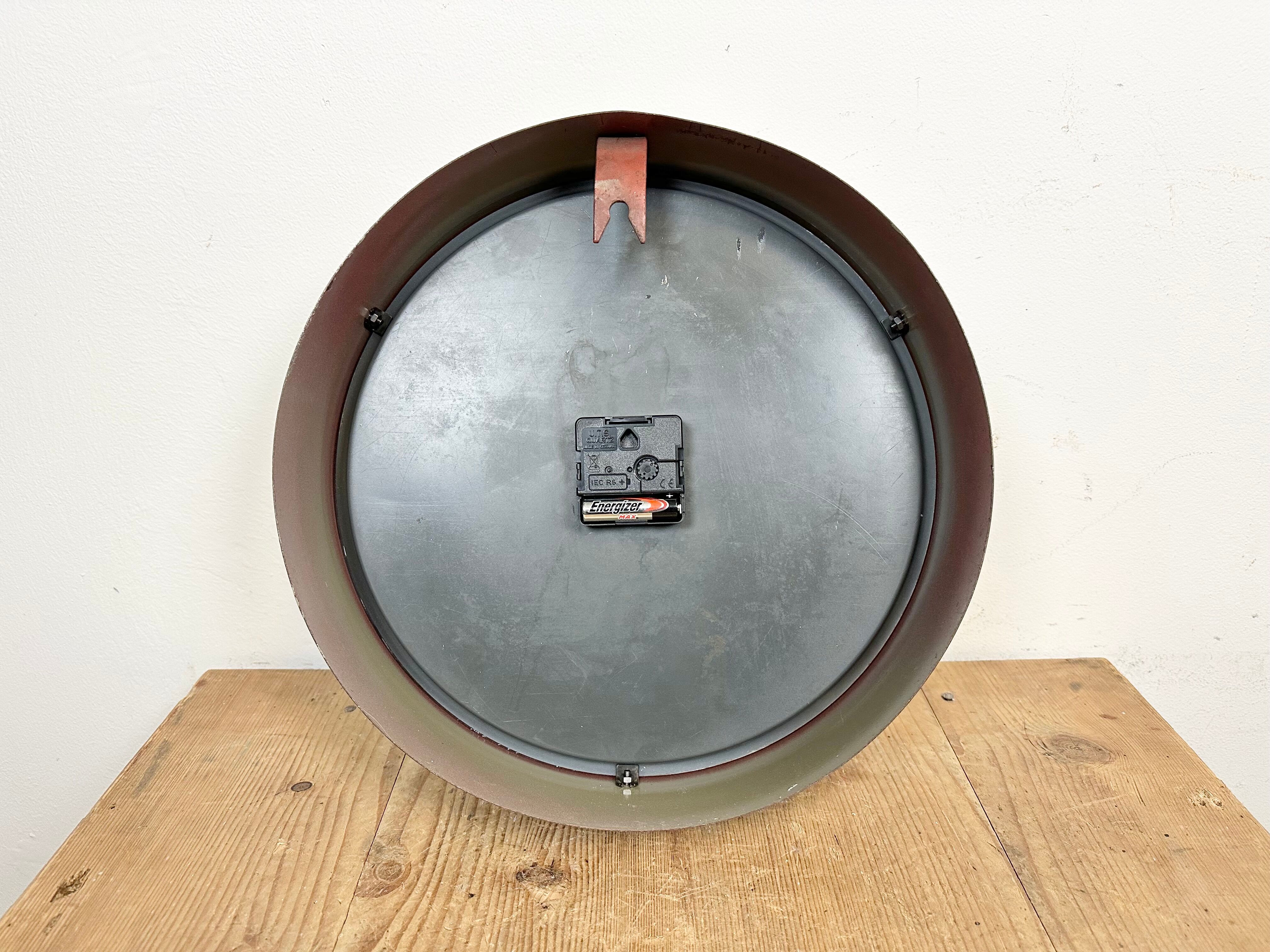 Industrial factory wall clock from Pragotron 1950s