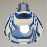 Vintage 1970s Italian Murano suspension light in ribbed glass.