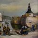 Oil on panel mid-20th century Breton landscape Concarneau