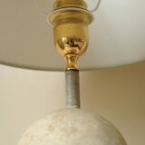 Globe and arrows lamp - stone and metal - beige grey gold