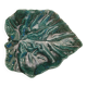 Large green enameled leaf dish