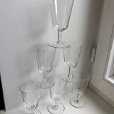 Set of 6 crystal wine glasses engraved 60s