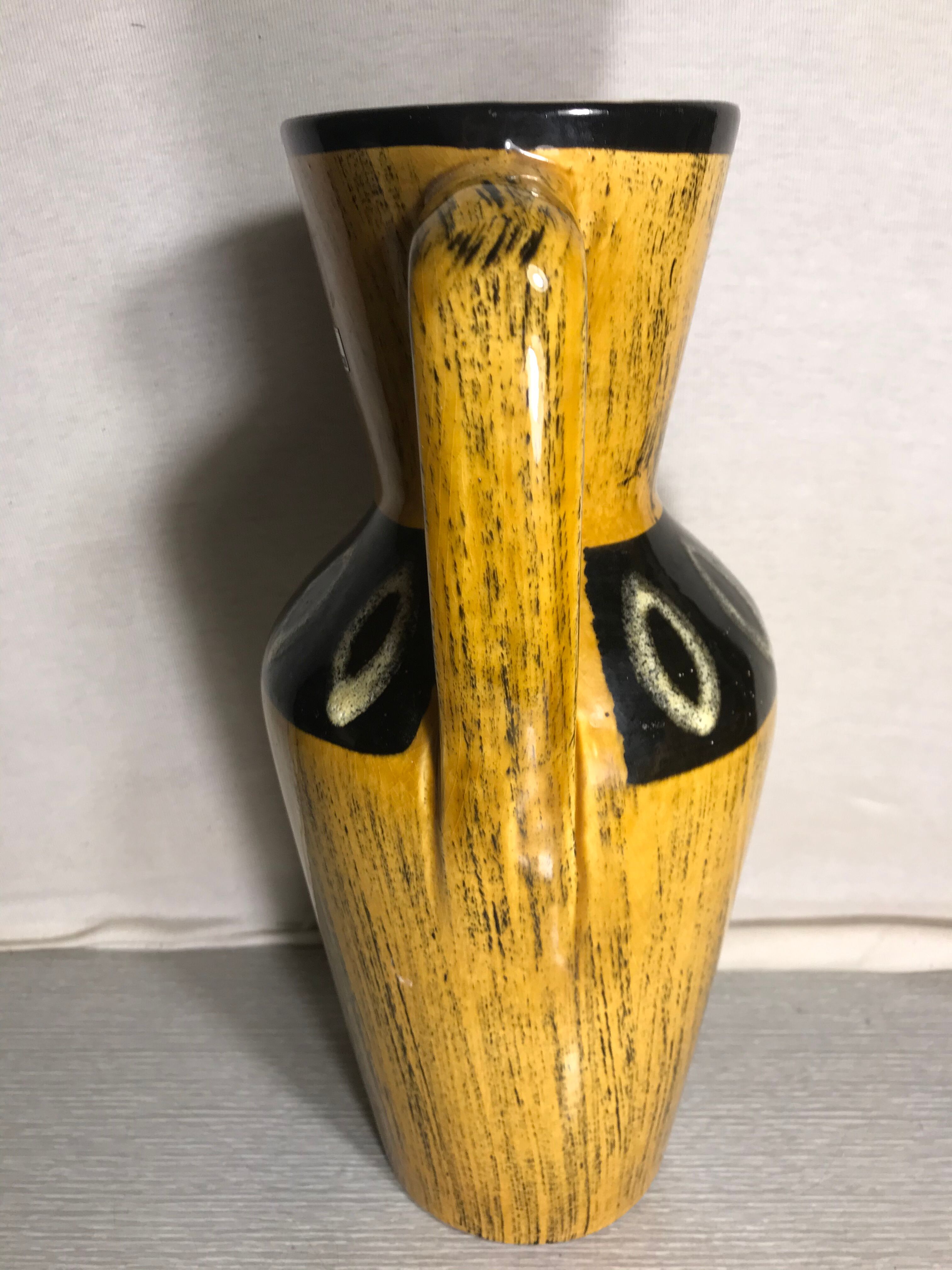 Former vase Scheurich europ linie ceramics beige - black - anse germany vintage