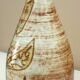Glazed ceramic drop vase, signed Michel Argans, leaf decoration