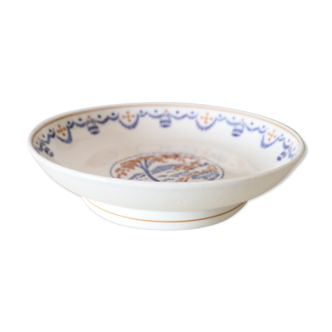 Coupe à fruits, plat sur piedouche, Luneville, manufacture française, Vintage, début XXème siècle