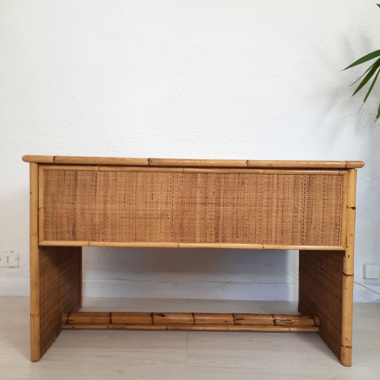 Pair of wicker and bamboo desks, Dal Vera, vintage